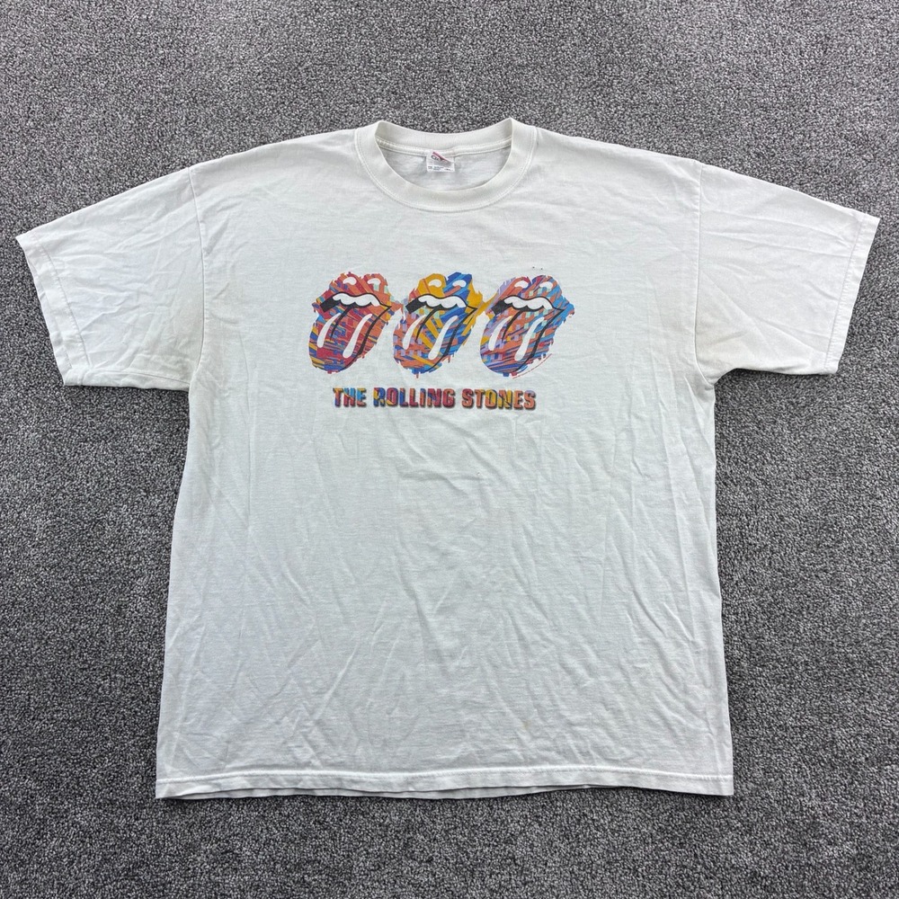 Vintage The Rolling Stones Concert Shirt Mens XL‎ White Tour 2002/03 Band Tee